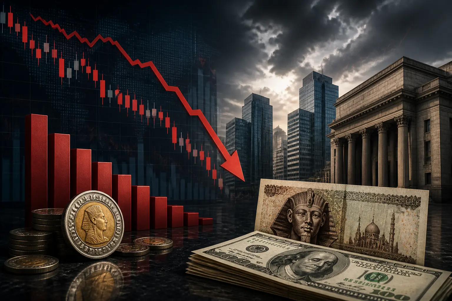 انهيار مؤشرات البورصة المصرية وصعود الدولار إلى 51.4 جنيه وسط توترات إقليمية