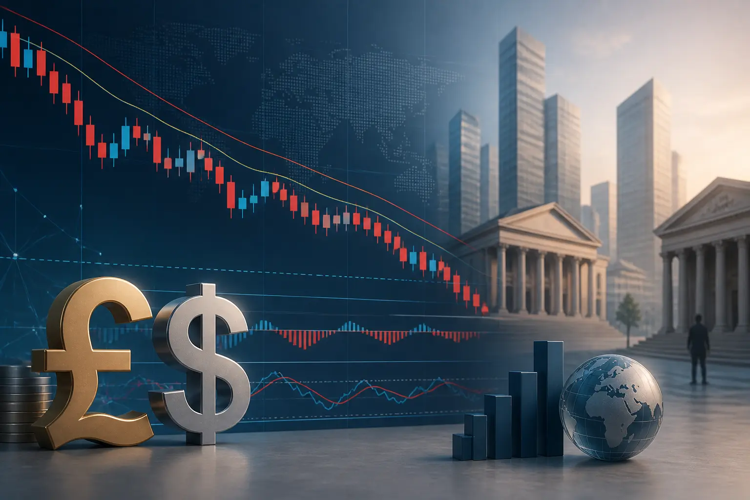 زوج استرليني/دولار GBP/USD يقترب من أدنى مستوى شهري عند 1.3480 وسط ترقب قرارات البنوك المركزية