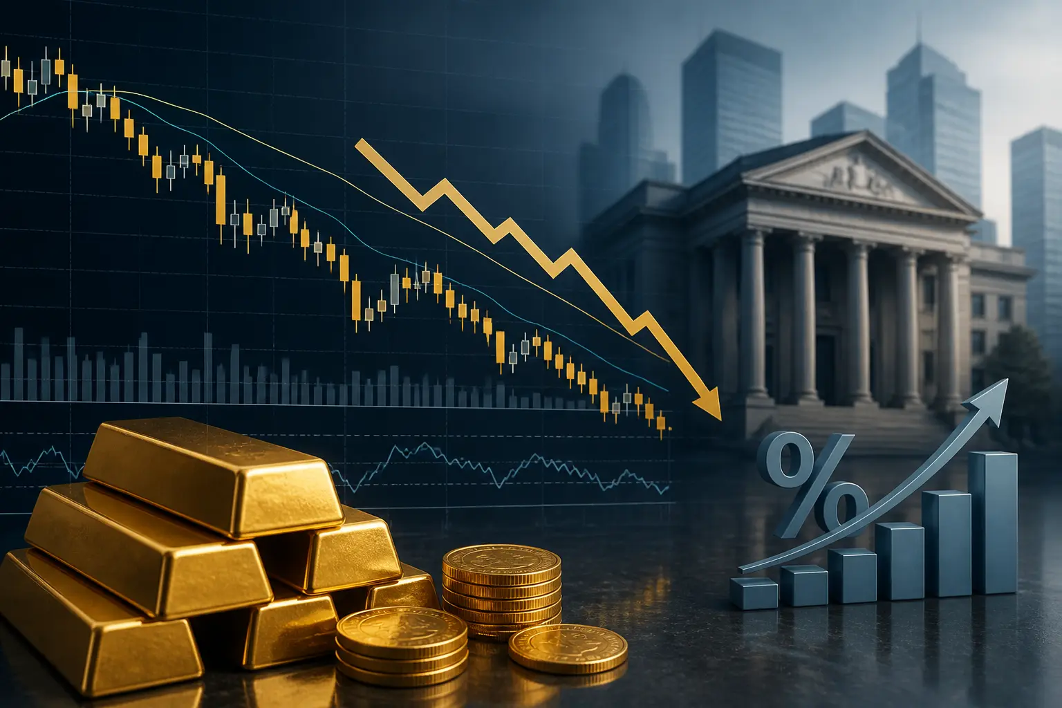 الذهب يتراجع قرب أدنى مستوياته الشهرية مع توقعات رفع الفائدة الأمريكية