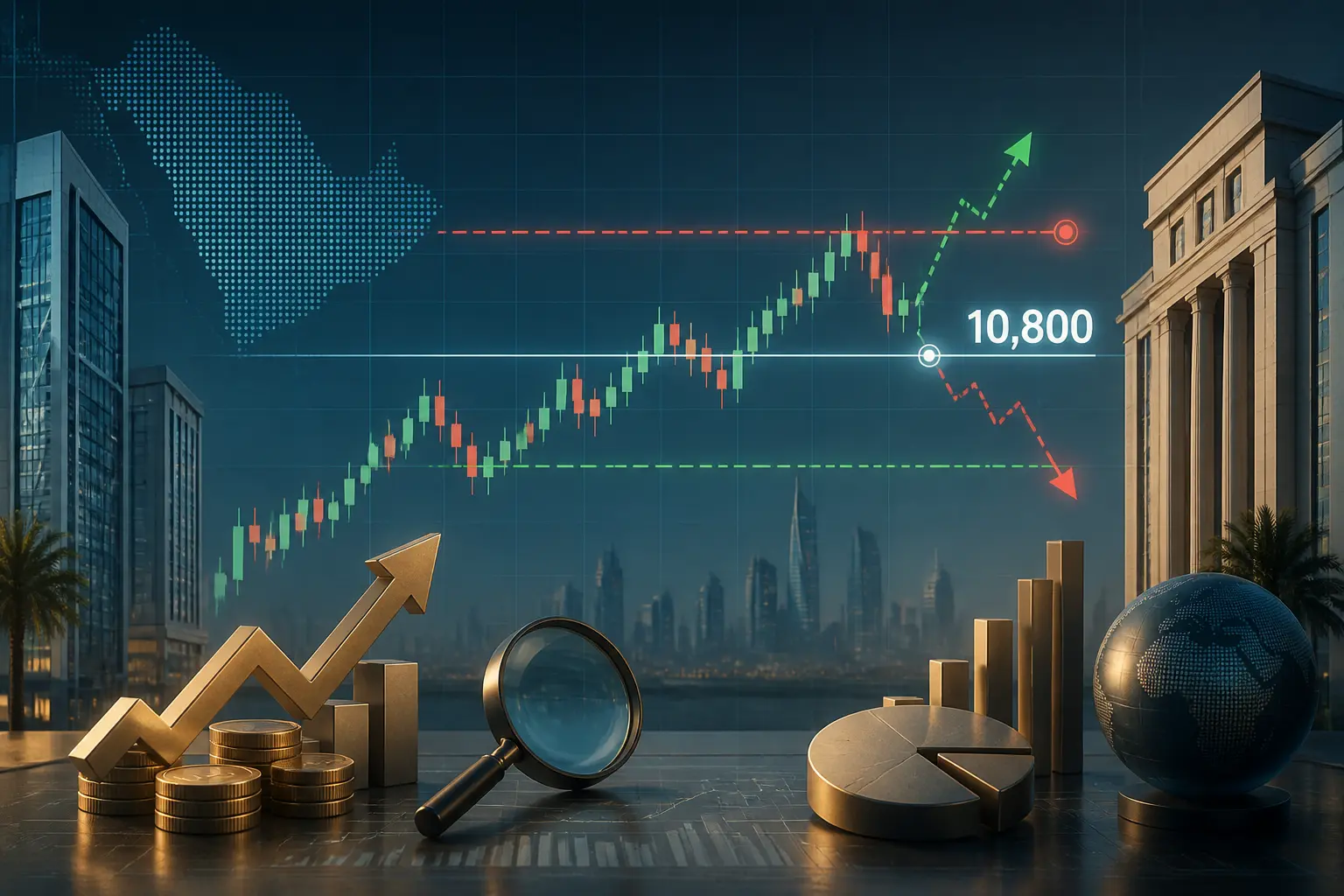 تاسي يواجه اختبارًا حاسمًا عند 10,800 نقطة لتحديد اتجاه السوق السعودي
