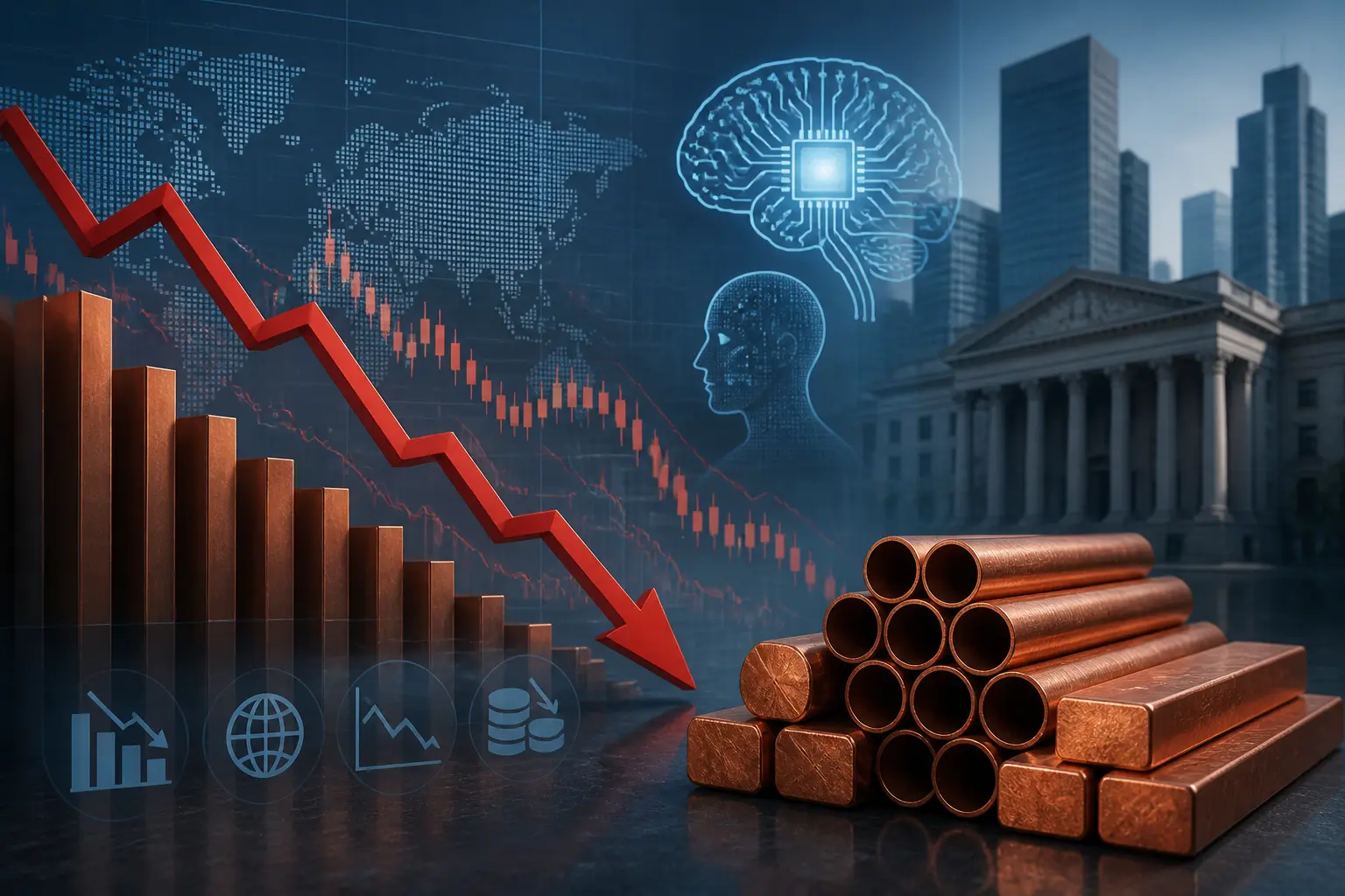 تراجع أسعار النحاس بفعل مخاوف تباطؤ الذكاء الاصطناعي وضغوط السوق