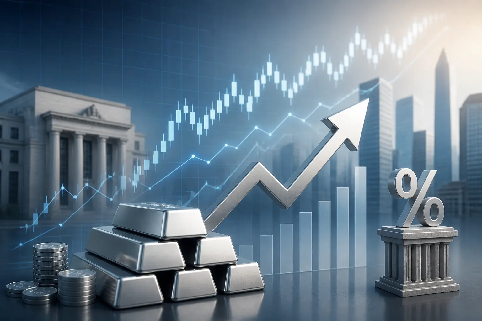 ارتفاع سعر الفضة قبيل قرار رفع الفائدة المتوقع من الاحتياطي الفيدرالي