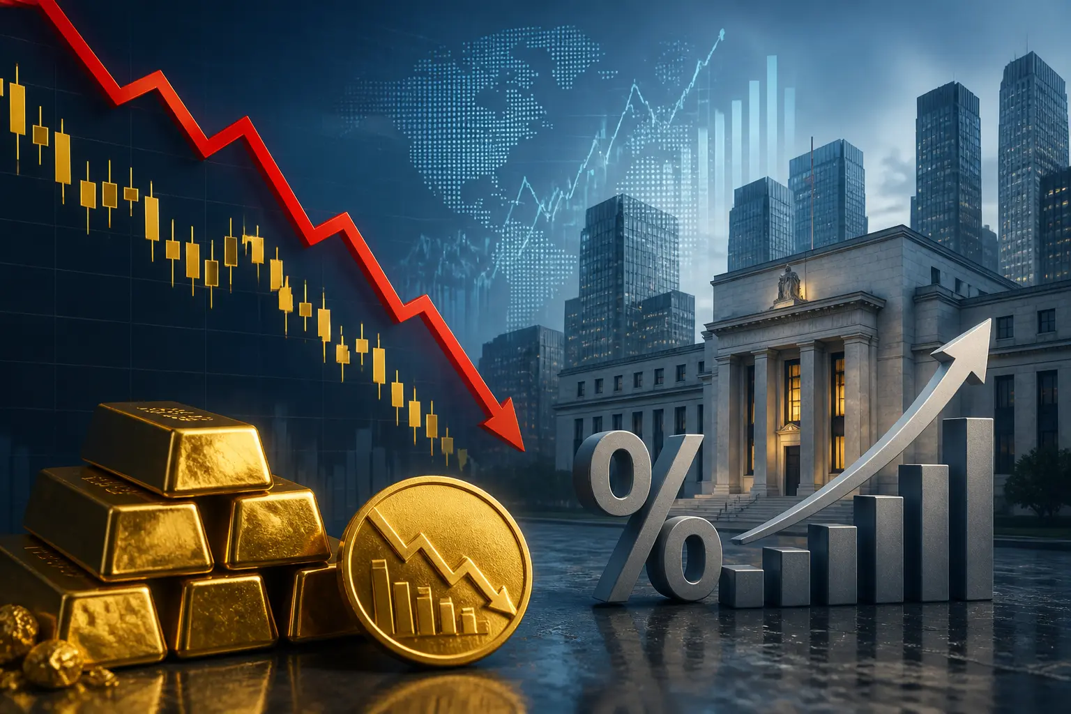 الذهب يتراجع بأكثر من 1% بعد رفع الفيدرالي أسعار الفائدة وتوقعات بزيادات إضافية