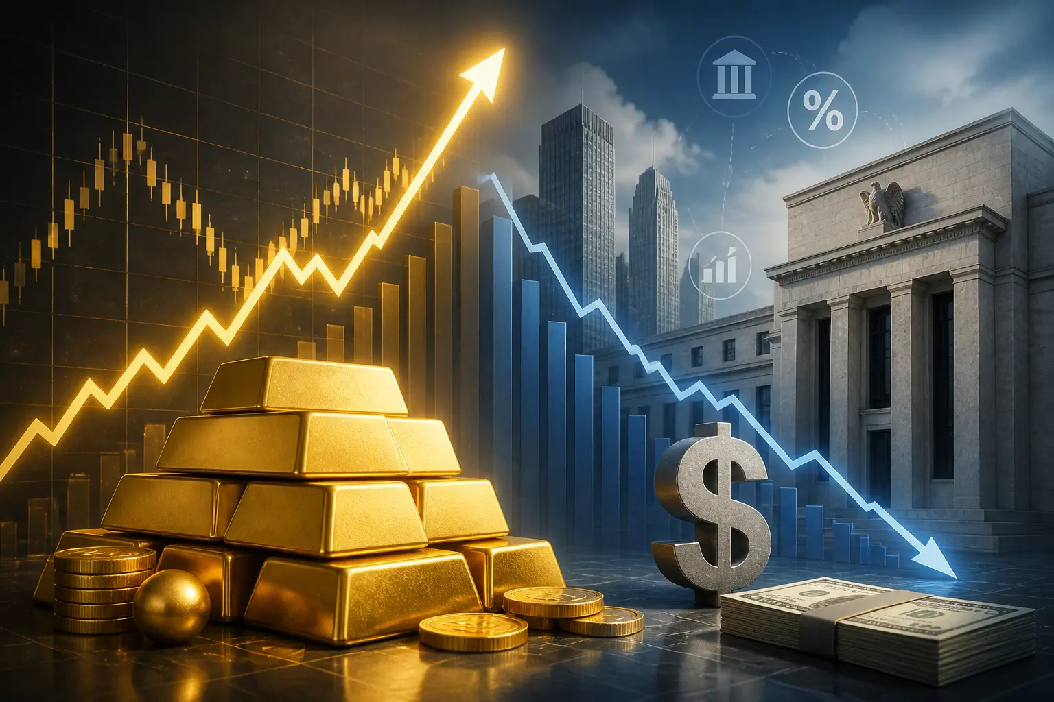 الذهب يستعيد 4300 دولار مع تراجع الدولار وسط تشديد الاحتياطي الفيدرالي