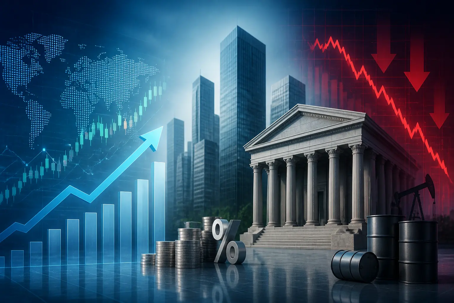 العقود الآجلة لمؤشر داو جونز ترتفع مع تراجع أسعار النفط ومخاوف رفع الفائدة