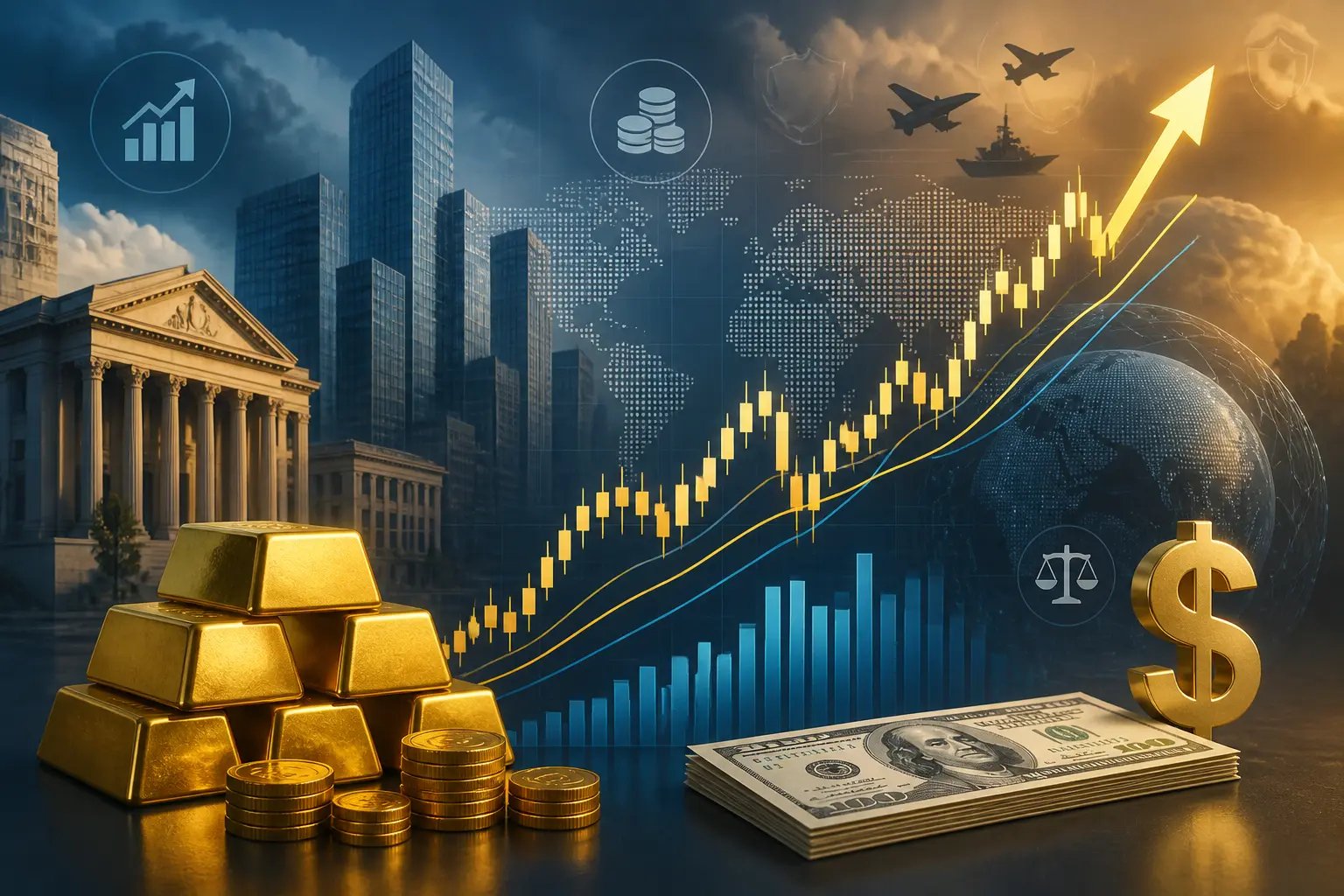 توقعات صعودية لزوج الذهب/الدولار وسط محفزات اقتصادية وجيوسياسية متضاربة