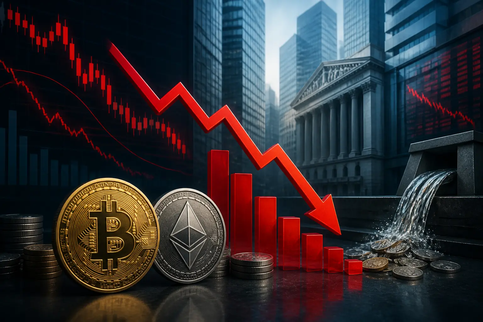 صناديق البيتكوين والإيثريوم تفقد 520 مليون دولار في جلسة تداول واحدة