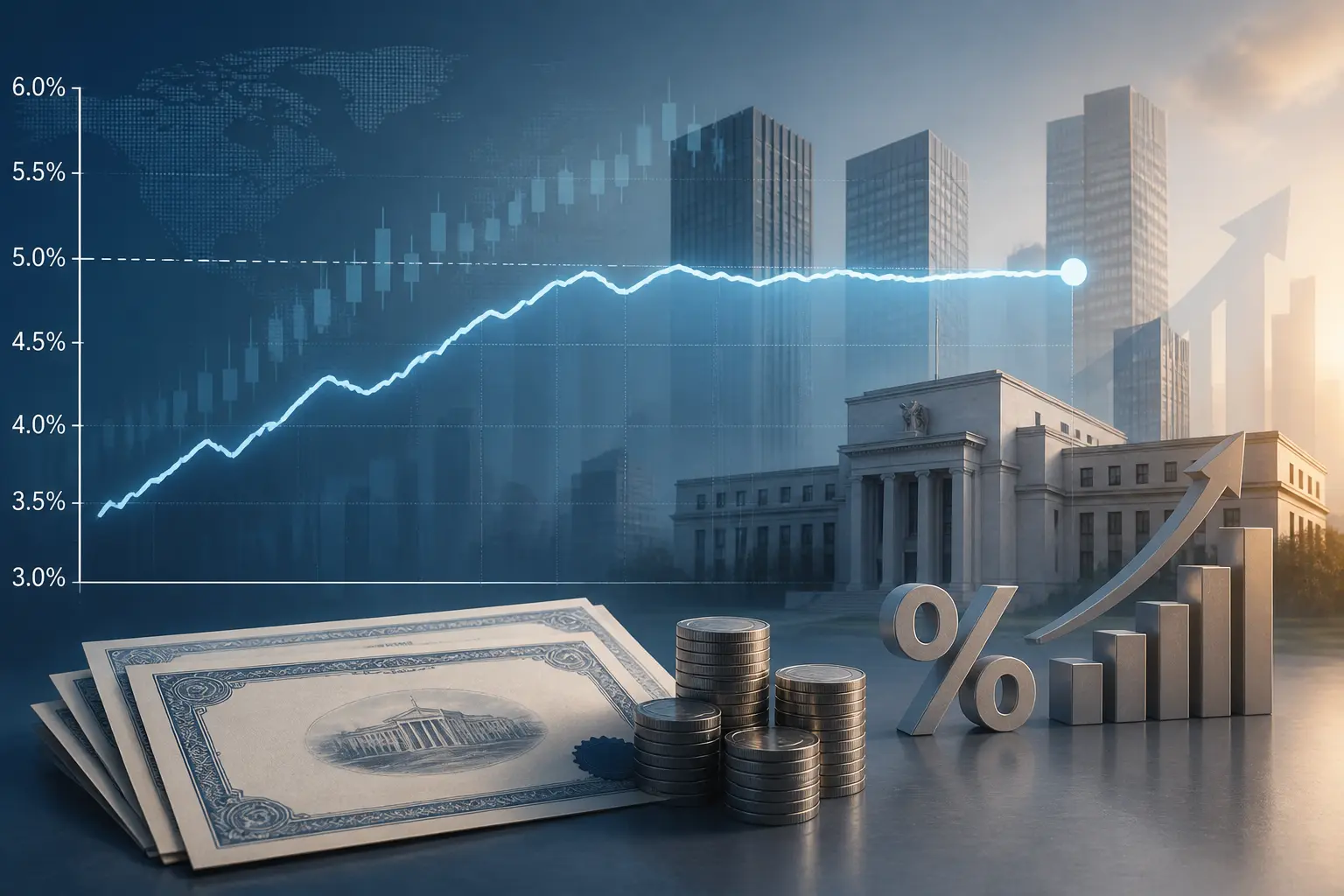 عوائد السندات الأمريكية طويلة الأجل تستقر قرب 5% بعد رفع الفيدرالي للفائدة