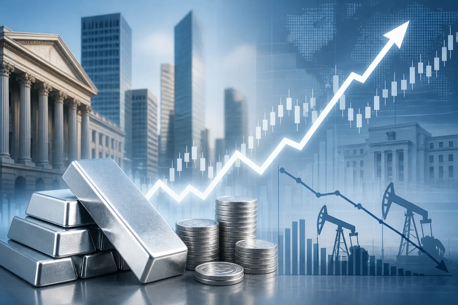 الفضة ترتفع إلى 66.80 دولار مدعومة بتصحيح أسعار النفط وعوائد سندات الخزانة الأمريكية