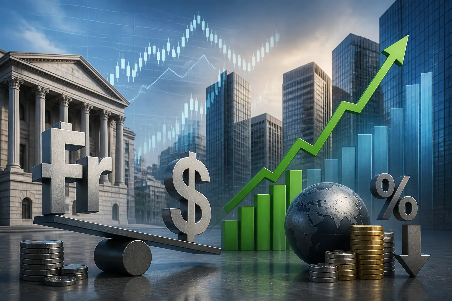 الفرنك السويسري يحقق مكاسب مقابل الدولار وسط ضغوط فروقات أسعار الفائدة بين الاحتياطي الفيدرالي والبنك الوطني السويسري