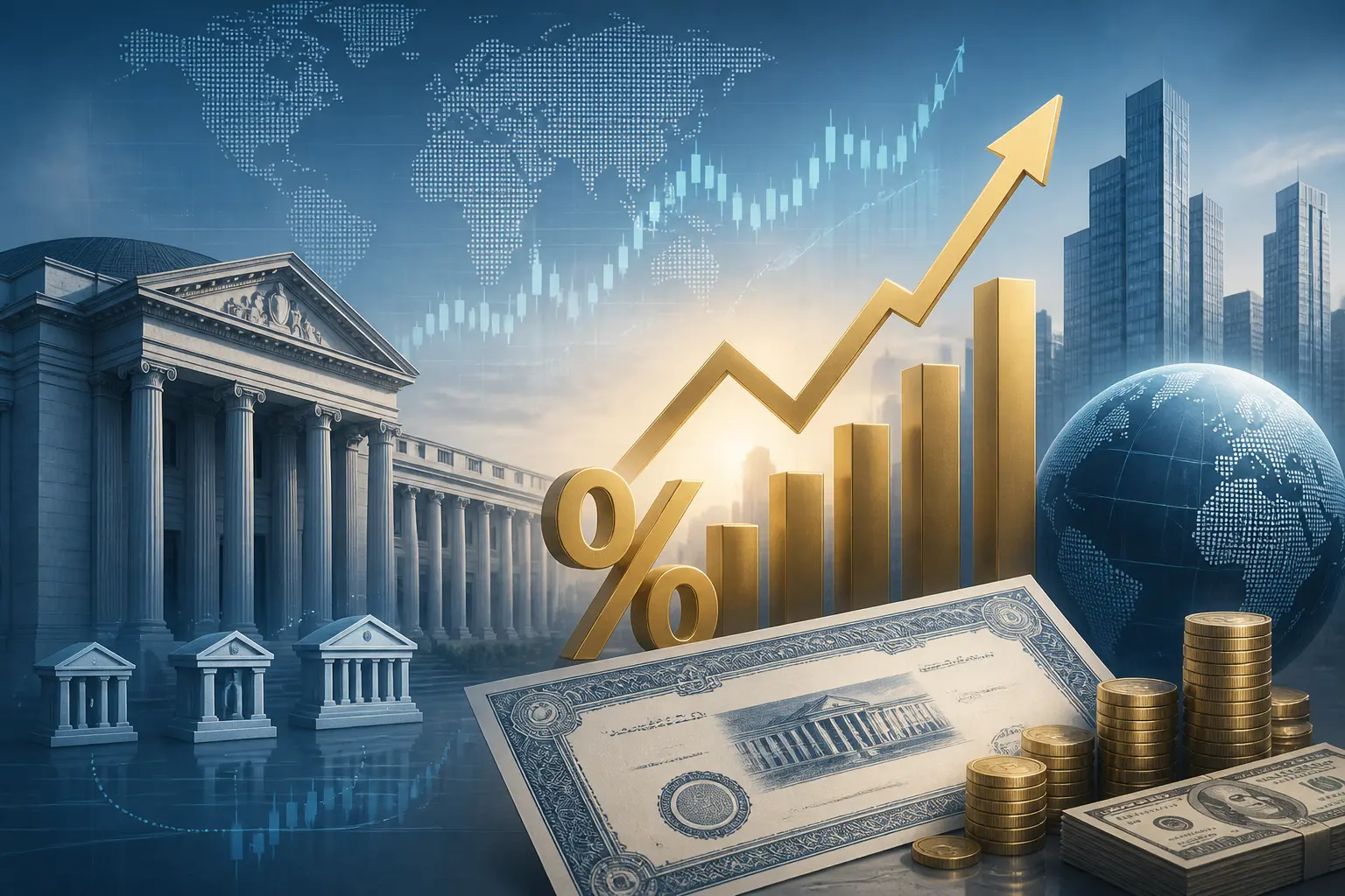 عوائد سندات الخزانة الأمريكية لأجل 10 سنوات تعود إلى 5% مع تشديد البنوك المركزية