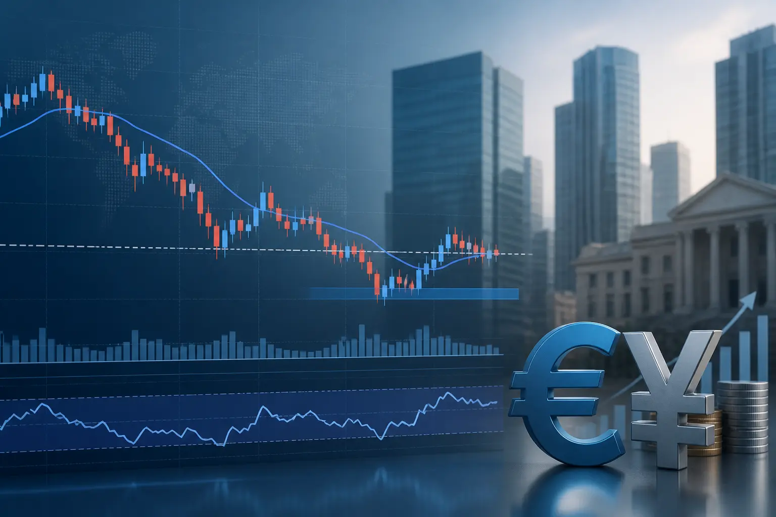 زوج يورو/ين يتداول قرب 180.50 مع بقاء الزخم ضعيفًا ودعم عند المتوسط المتحرك الأسي 9 أيام