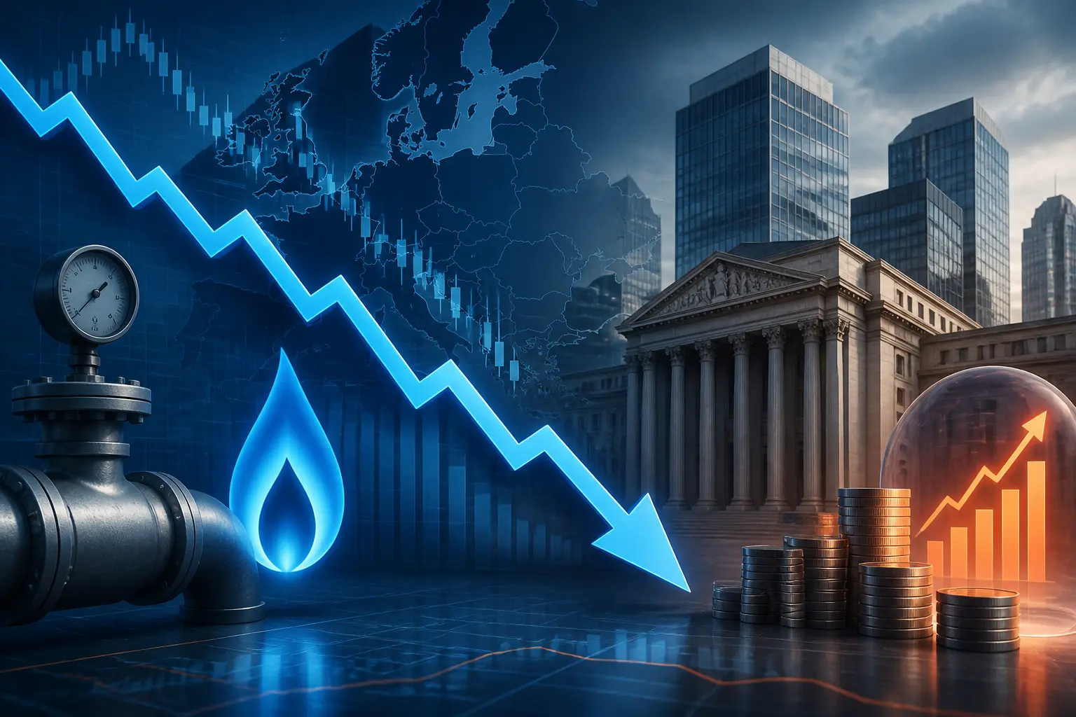 انخفاض أسعار الغاز الأوروبي وسط تحذير البنك المركزي من تسارع تأثيره على التضخم