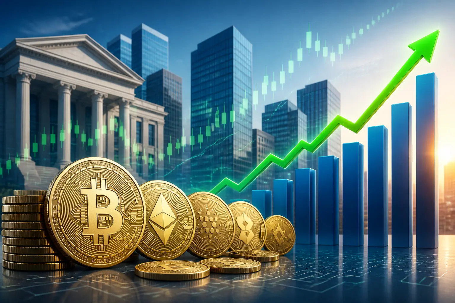 ارتفاع قوي لأسهم العملات المشفرة مع بلوغ بيتكوين أعلى مستوى منذ 7 أشهر