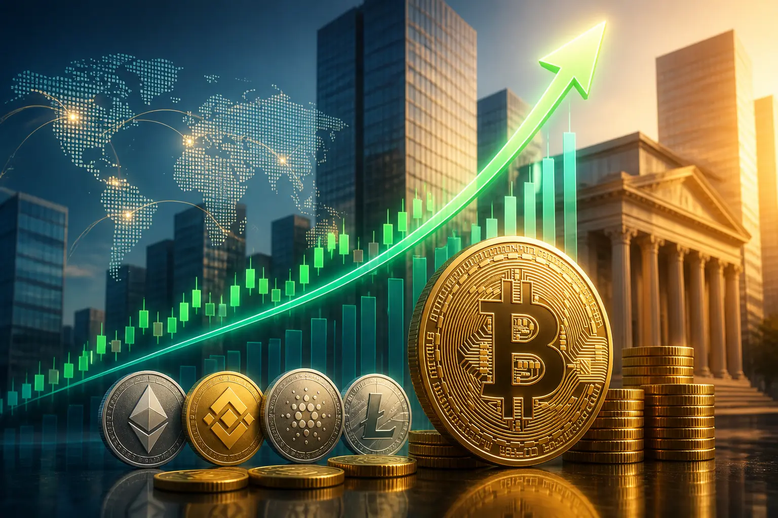 البيتكوين يرتفع لأعلى مستوى منذ يناير مع مكاسب قوية للعملات المشفرة
