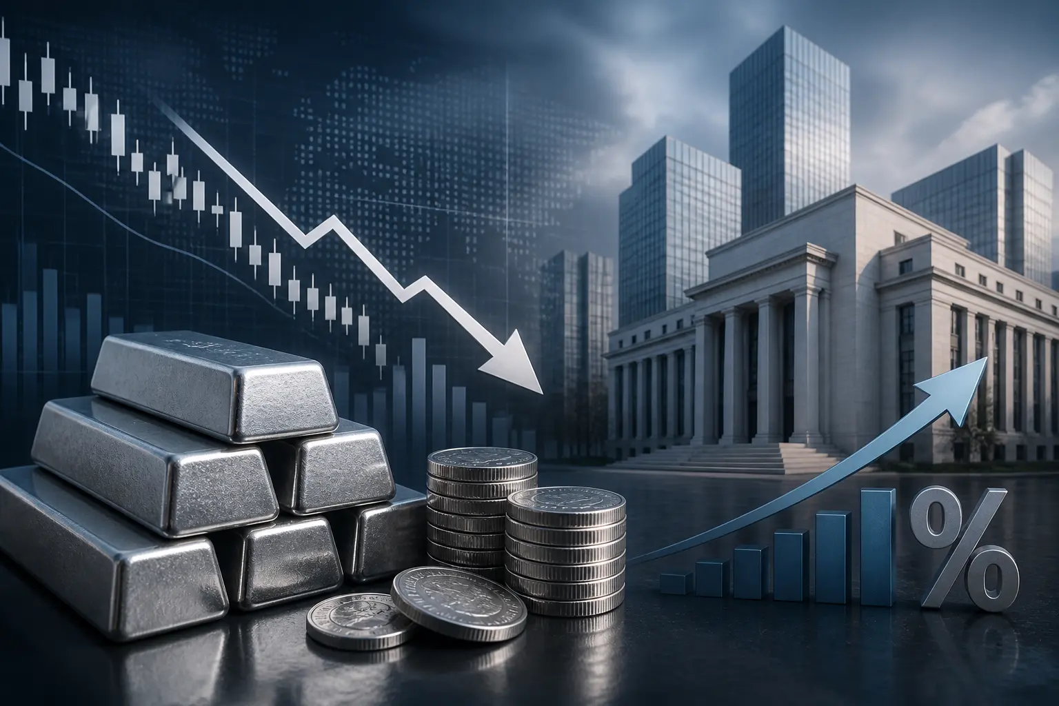 سعر الفضة يتراجع قرب 66 دولارًا وسط توقعات برفع الفائدة الأمريكية