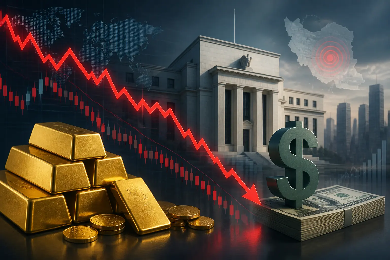 الذهب يتراجع لأدنى مستوى في 3 أيام مع تشديد الفيدرالي ومخاطر إيران تدعم الدولار