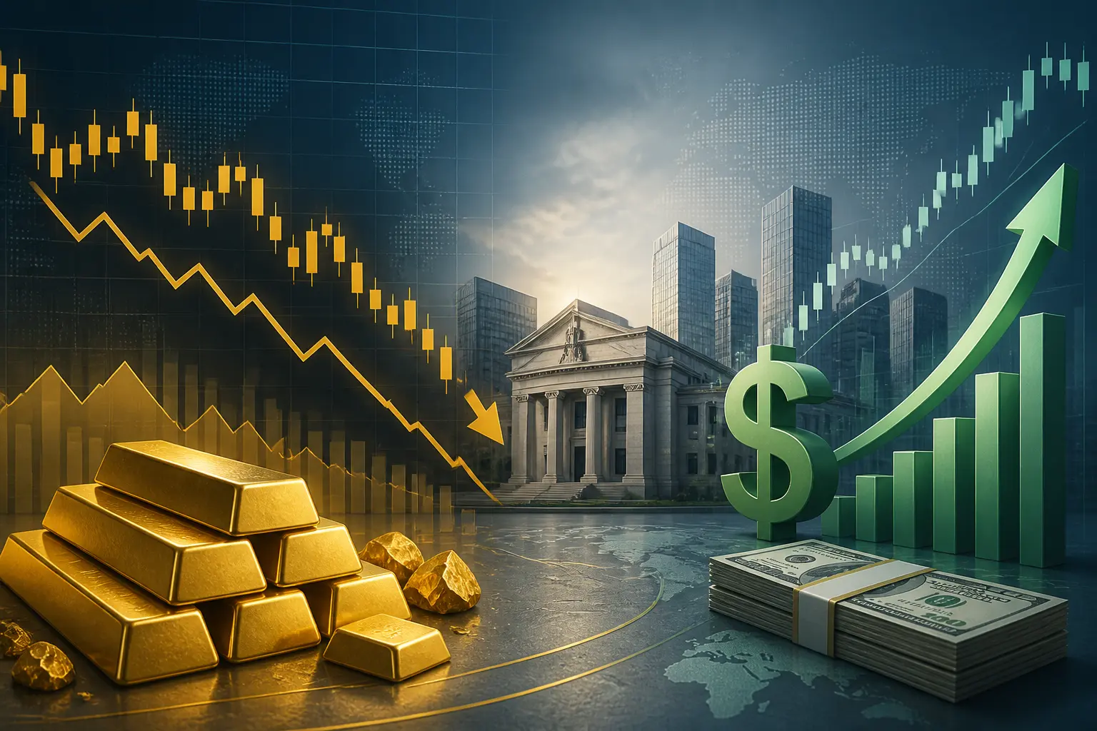تراجع سعر الذهب نحو 4300 دولار مع صعود الدولار وسط توقعات بتشديد الفيدرالي