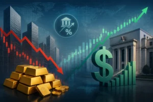 الذهب يتراجع مع ارتفاع الدولار وسط توقعات رفع الفائدة الأمريكية