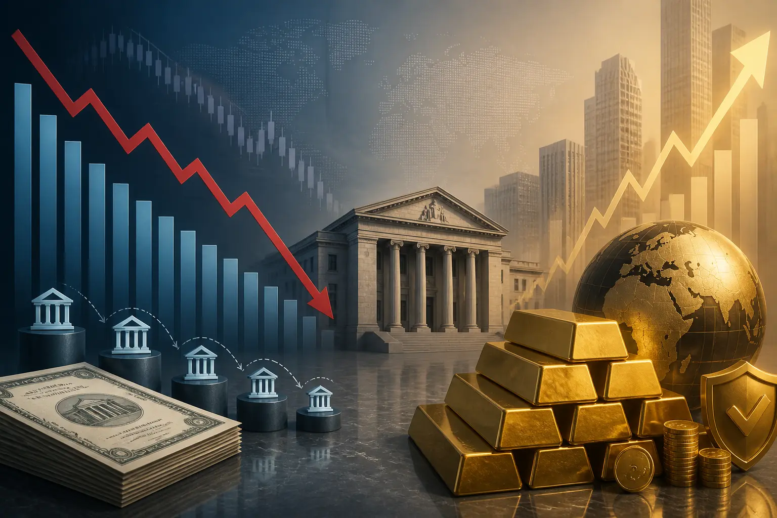 تراجع مشتريات البنوك المركزية لأذون الخزانة الأمريكية 80% وتحول الذهب إلى الملاذ الأول