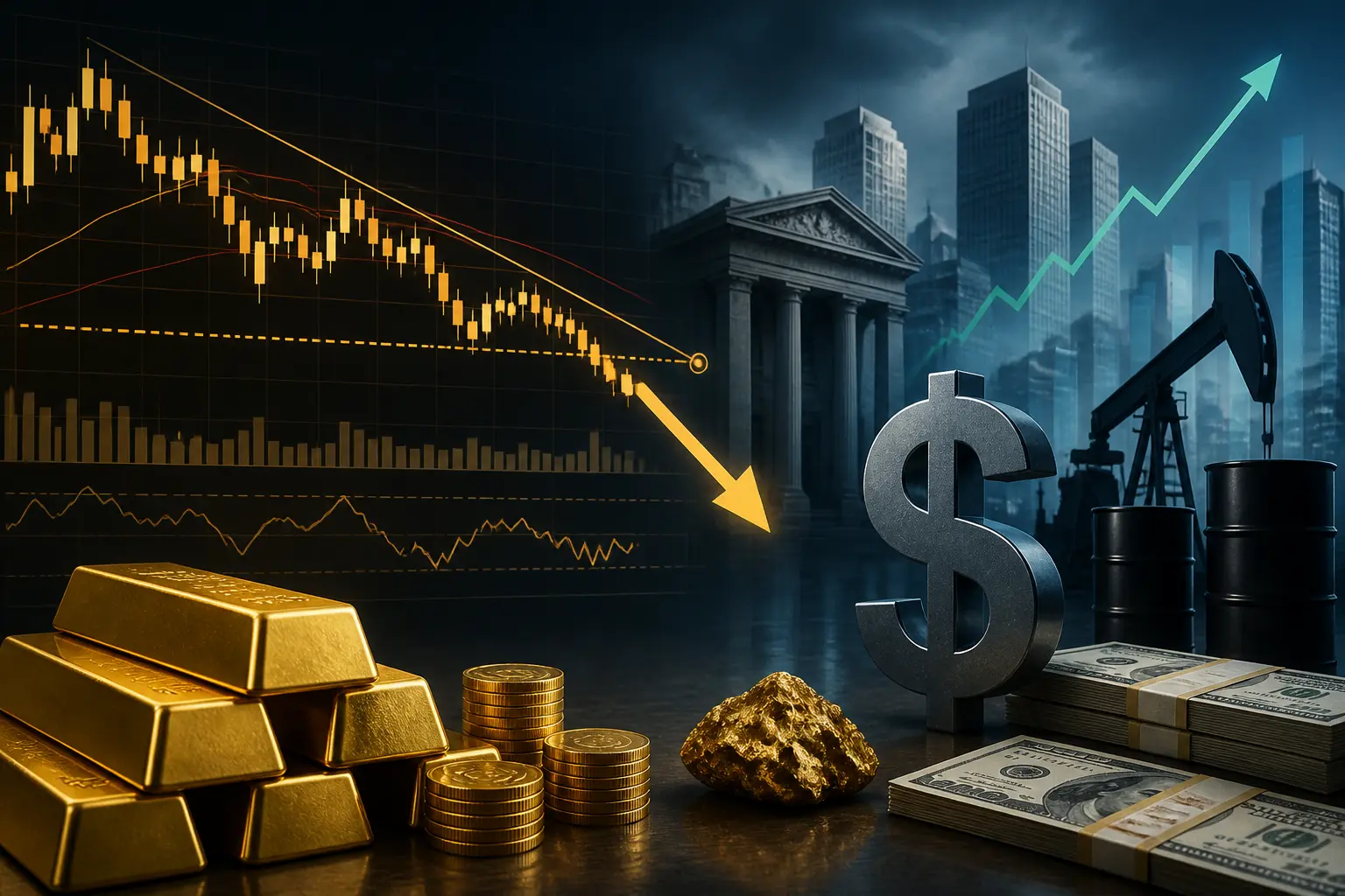 سعر الذهب يتراجع مع صعود الدولار والنفط قرب دعم حاسم عند 4235 دولار للأونصة