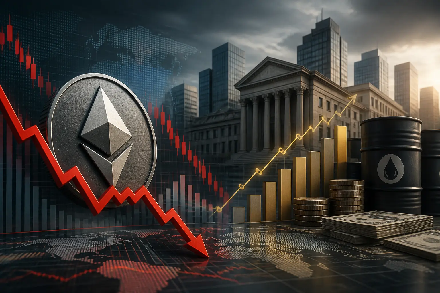 إيثريوم يتراجع وسط ضغوط ارتفاع عوائد السندات الأمريكية وأسعار النفط