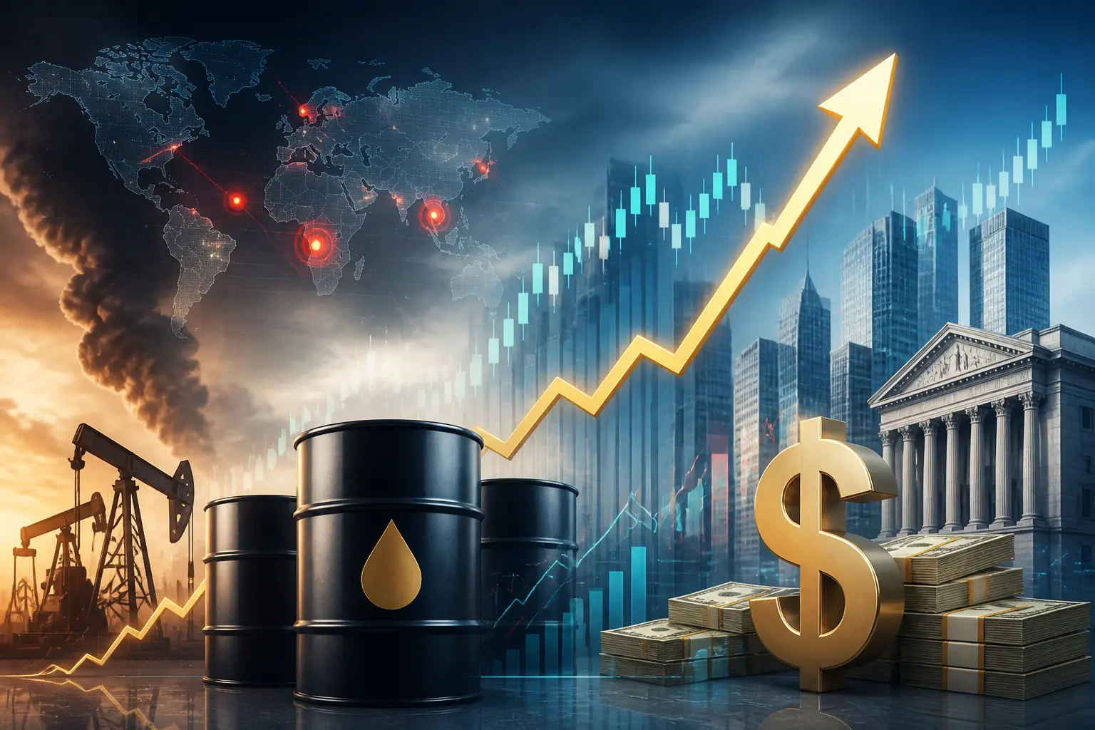 ارتفاع أسعار النفط إلى 110 دولارات يعزز العوائد ويقوي الدولار وسط توترات جيوسياسية
