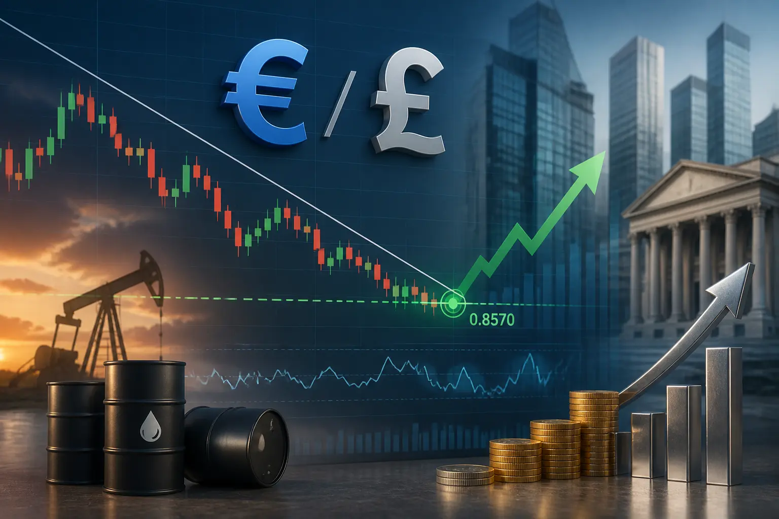 تراجع زوج يورو/استرليني مع اختبار الدعم عند 0.8570 وسط ارتفاع أسعار النفط