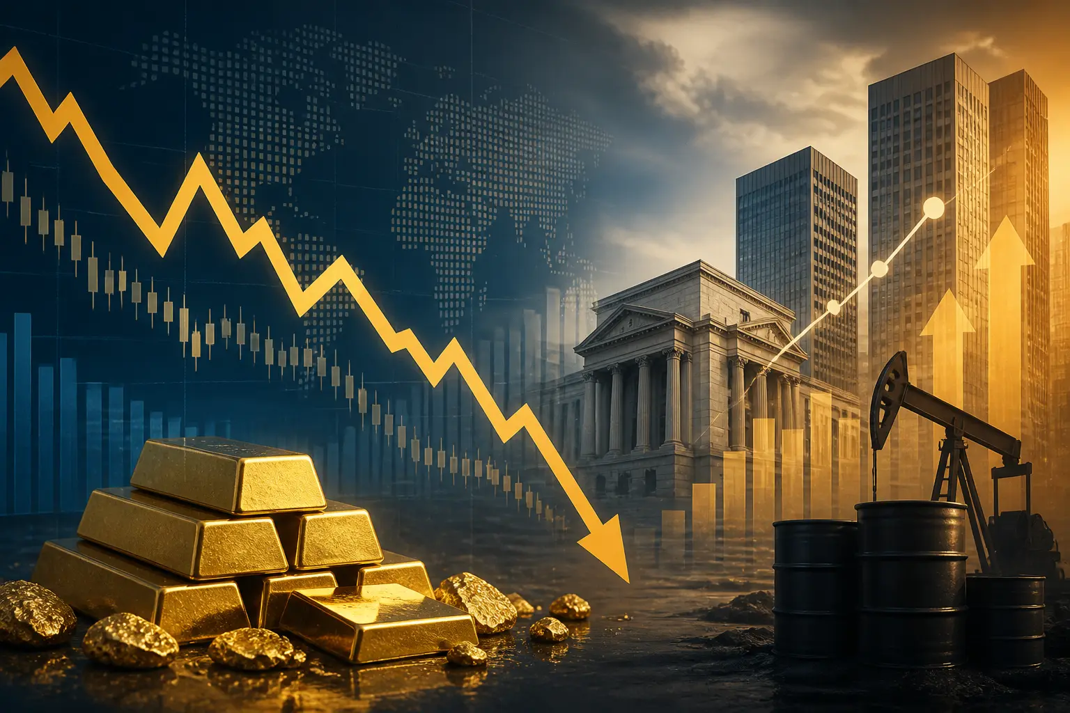 سعر الذهب ينخفض لأدنى مستوى منذ 7 أسابيع وسط مخاوف التضخم وارتفاع أسعار النفط