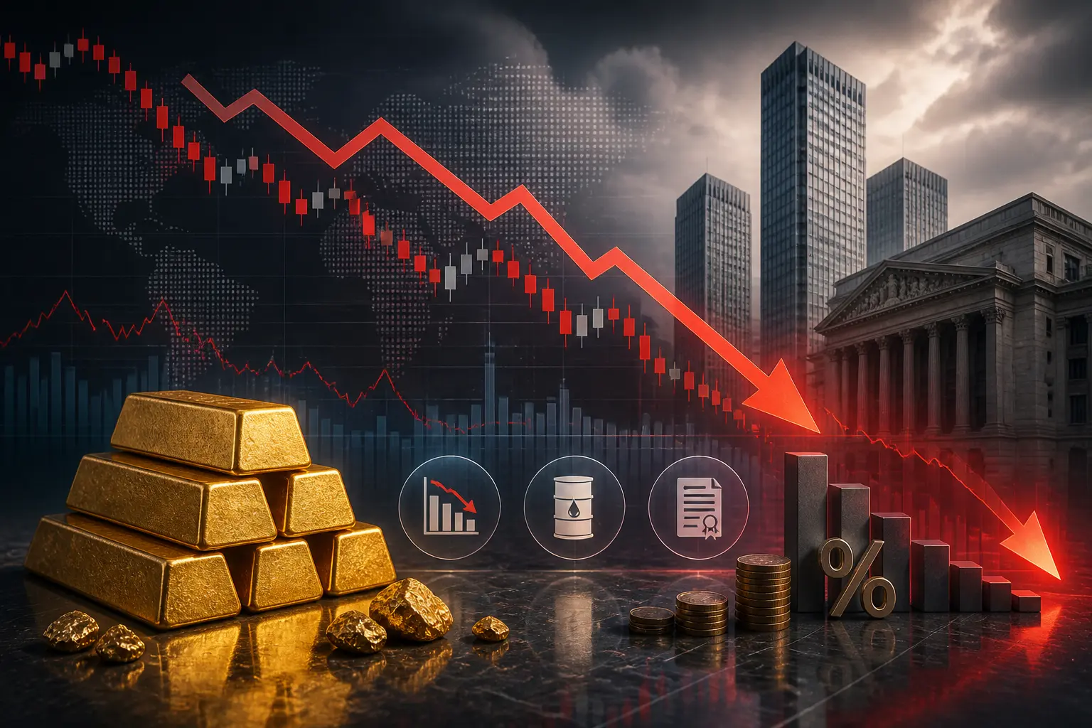 الذهب يتراجع إلى أدنى مستوياته في 7 أسابيع مع تصاعد المخاطر الهبوطية