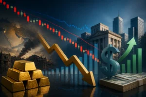 الذهب يتراجع مع دعم الدولار من توقعات رفع الفائدة والتوترات الجيوسياسية