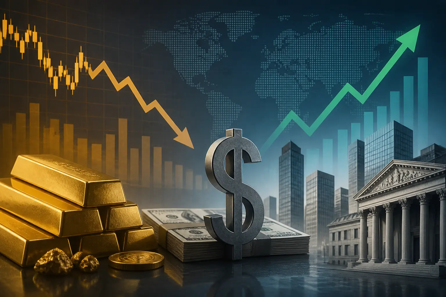 الذهب يخسر مكاسبه اليوم والدولار يرتفع فوق 101 رغم تباطؤ التضخم
