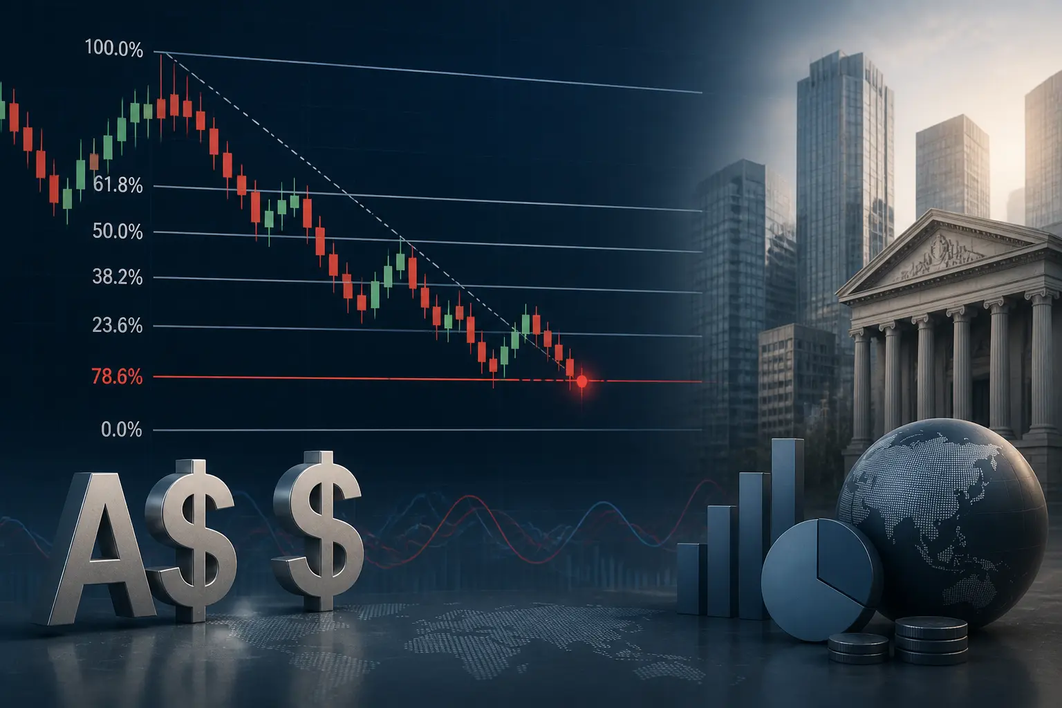 زوج الدولار الأسترالي/الدولار الأمريكي يقترب من كسر مستوى فيبوناتشي 78.6% عند 0.6950