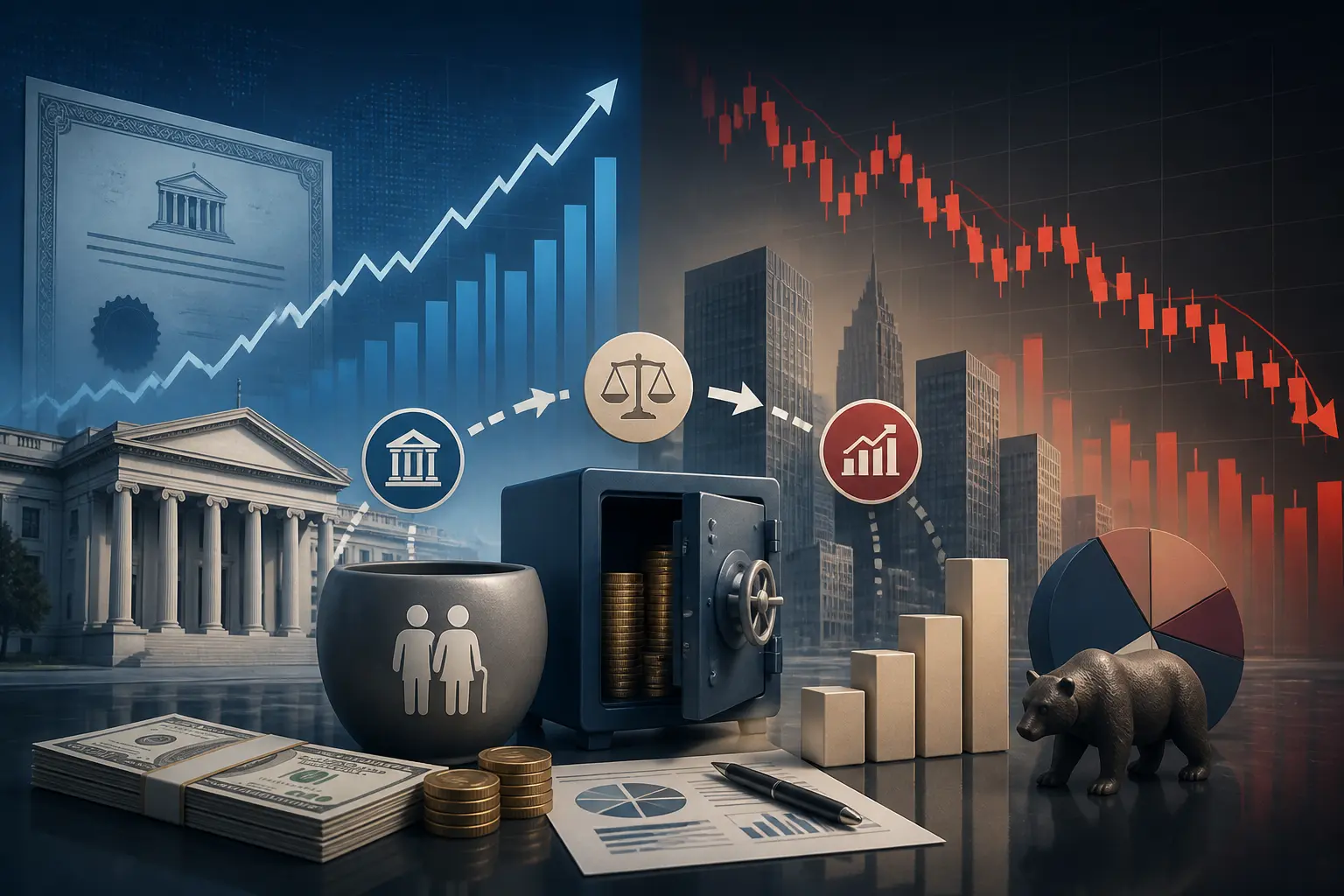 تباين حاد في سوق السندات والأسهم الأمريكية يدفع صناديق التقاعد لصادرات اضطرارية