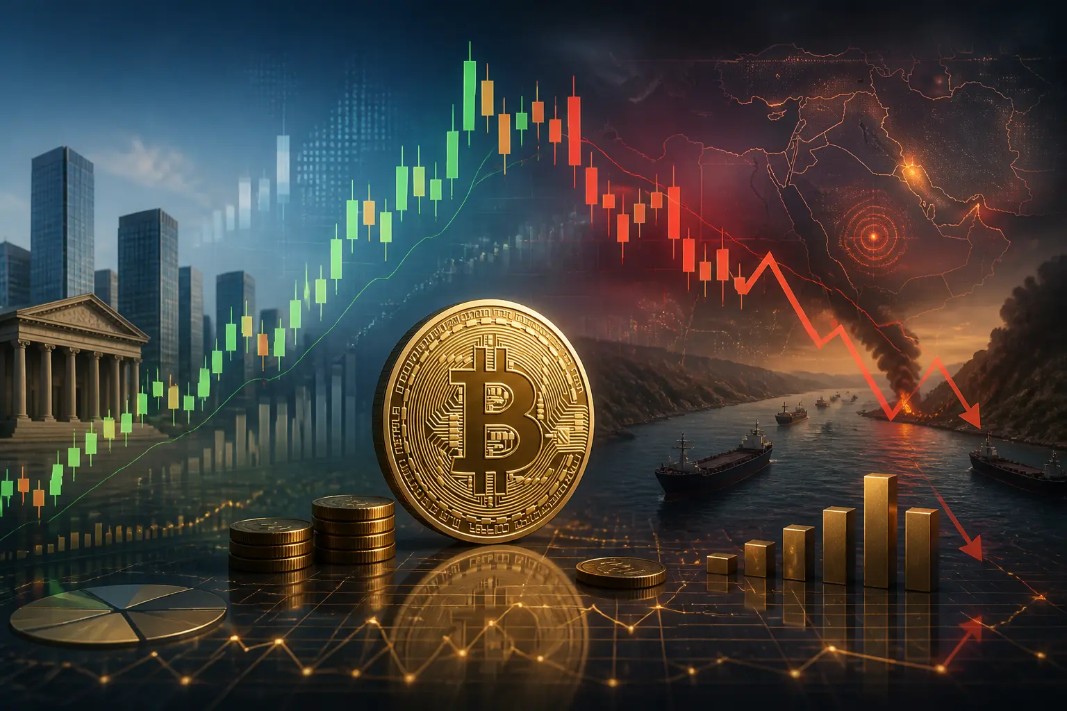 بيتكوين تتأرجح بين صعود مدعوم من بيانات أمريكية وهجمات إيرانية في هرمز