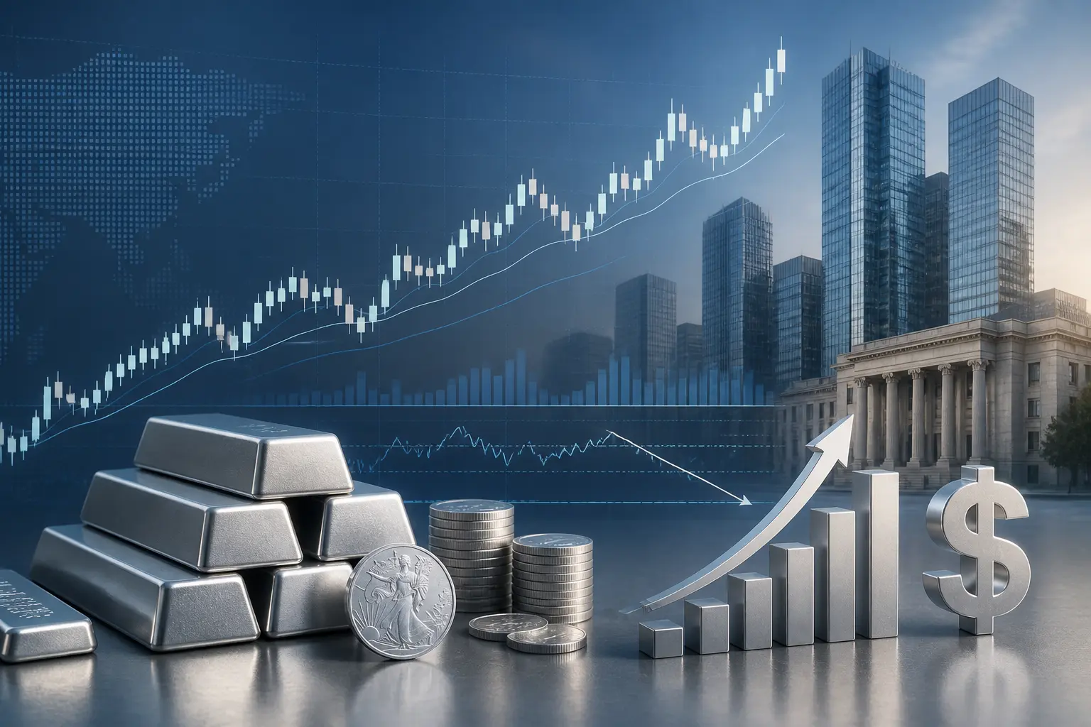 قفزة سعر الفضة قرب 61.80 دولار مع تراجع توقعات رفع الفائدة الأمريكية