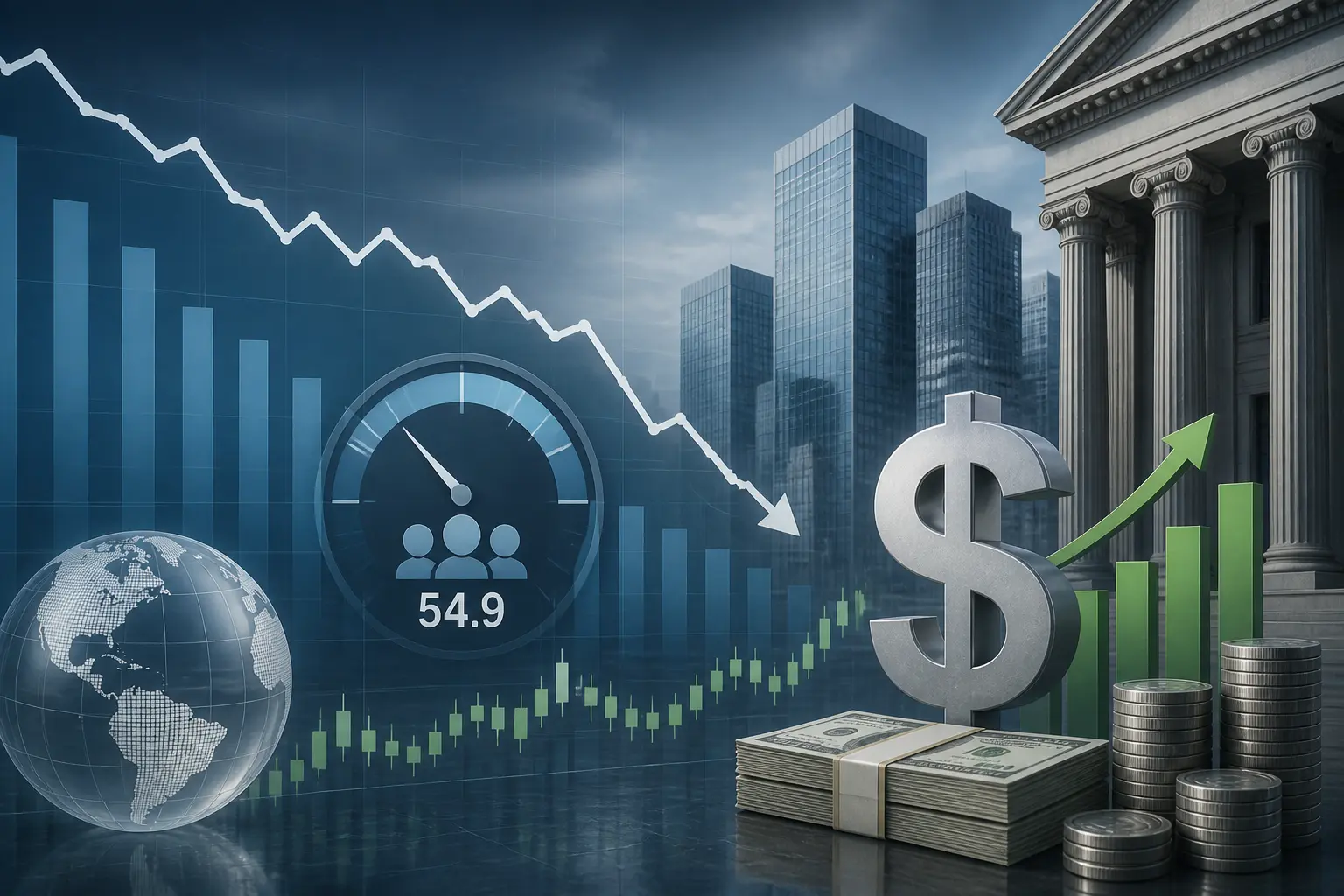 تراجع مؤشر مديري المشتريات الخدمي الأمريكي ISM إلى 54.9 في سبتمبر مع استمرار صمود الدولار