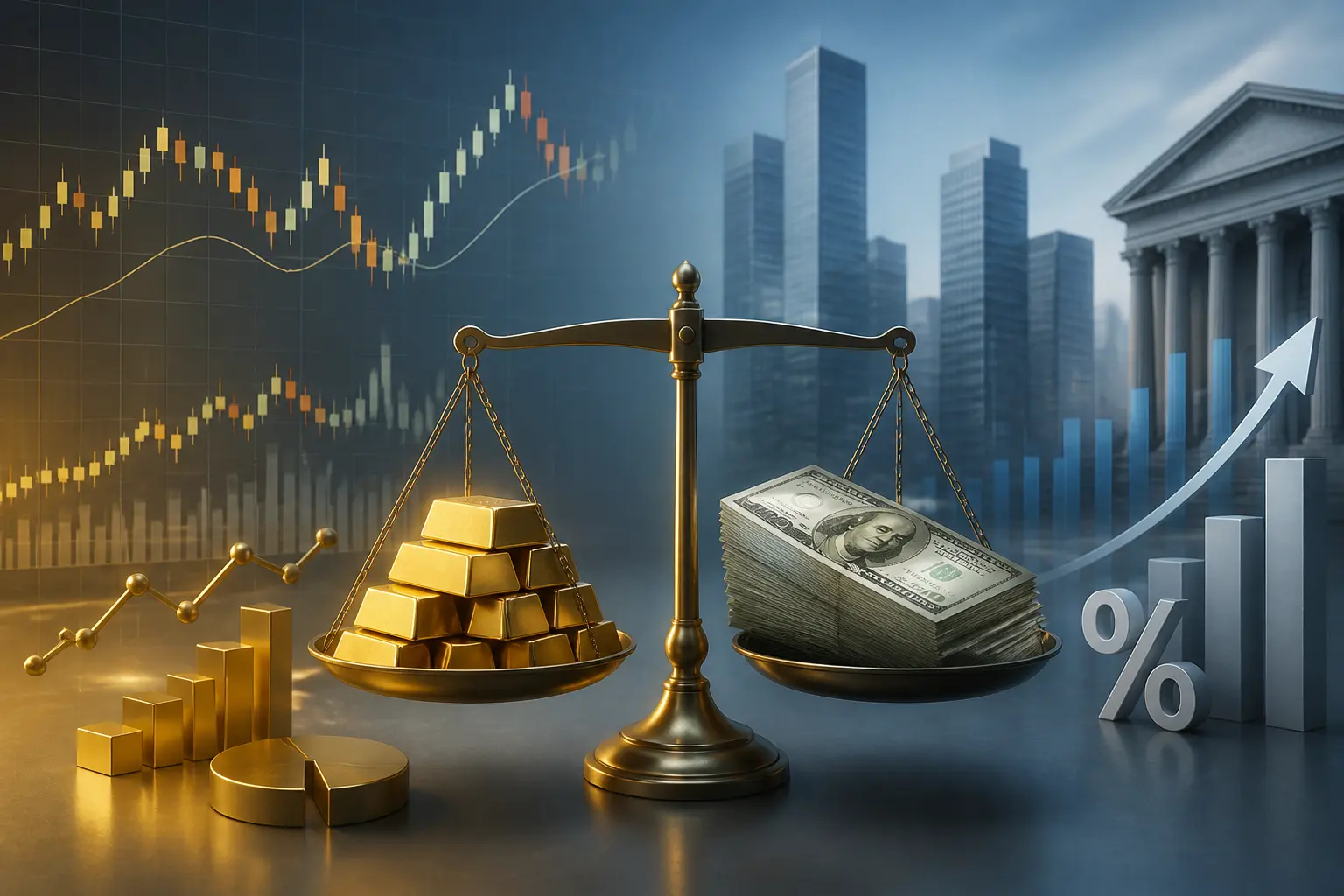 استقرار أسعار الذهب مع توازن بين قوة الدولار وتوقعات رفع الفائدة الأمريكية