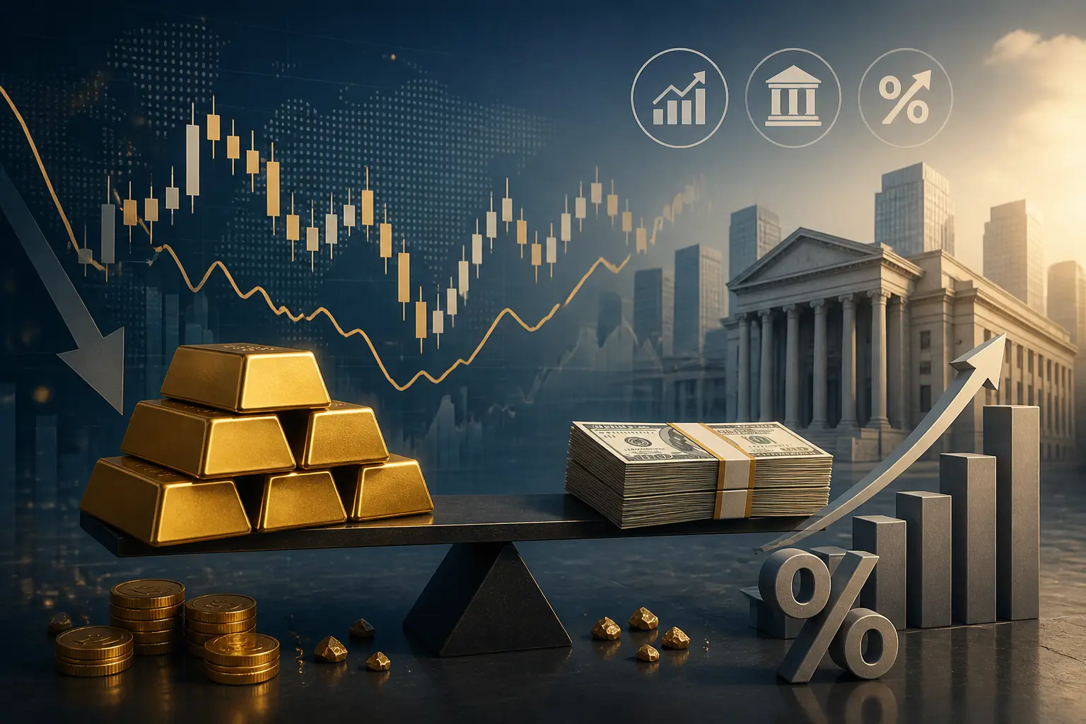 استقرار أسعار الذهب وسط قوة الدولار وتوقعات تشديد الفائدة الأمريكية