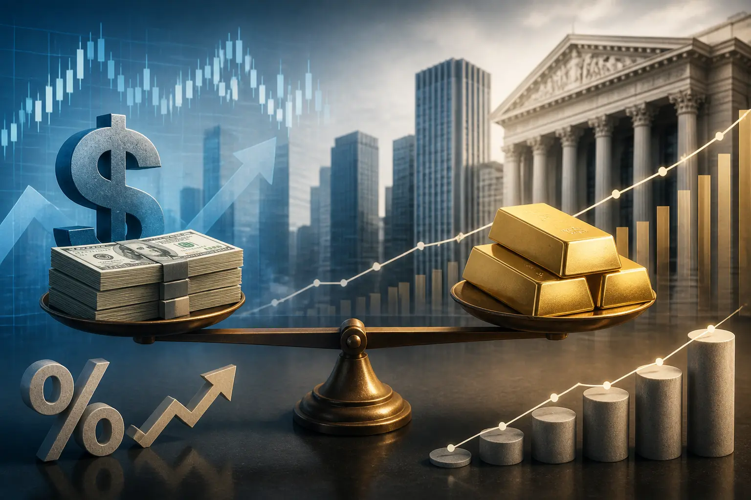 الذهب يستقر مع توازن قوة الدولار وارتفاع عوائد السندات وسط تراجع توقعات رفع الفائدة الأمريكية