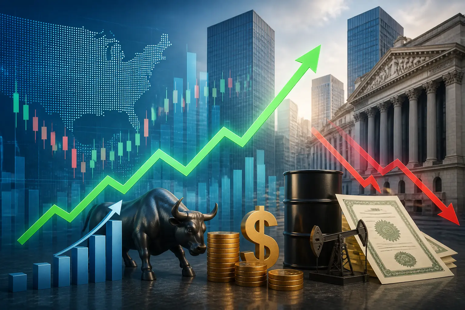 ارتفاع العقود الآجلة للأسهم الأمريكية بدعم تراجع عوائد السندات وأسعار النفط