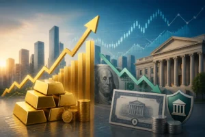 الذهب يرتفع مع تراجع الدولار واستقرار عوائد سندات الخزانة الأمريكية