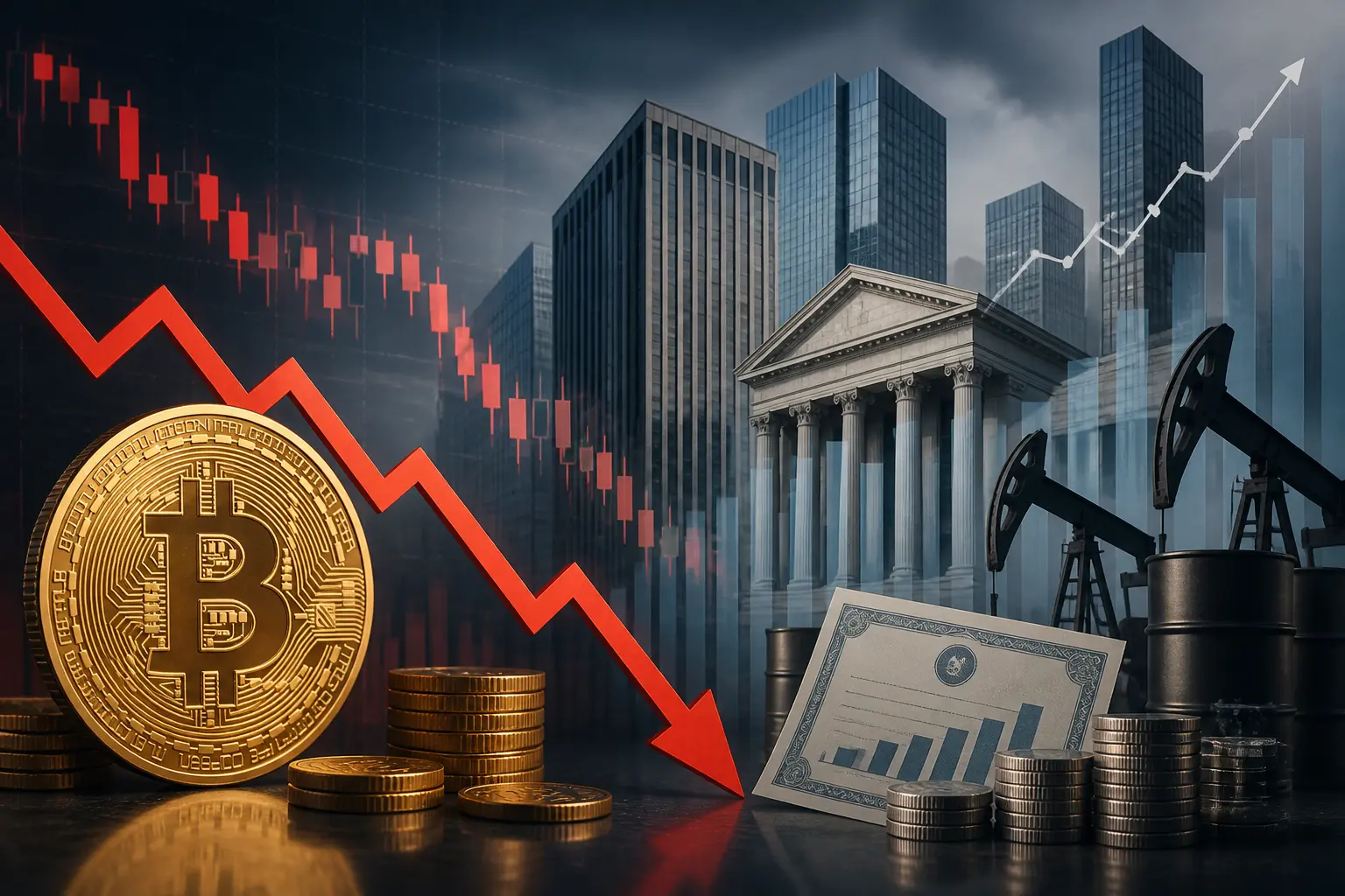 بيتكوين يتراجع إلى 84,000 دولار وسط ضغوط النفط وعوائد السندات