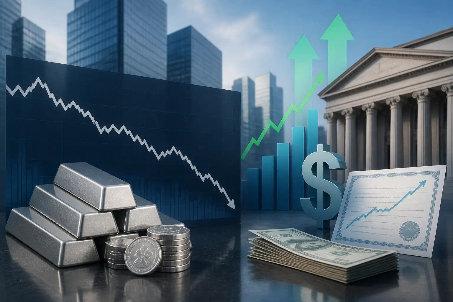 سعر الفضة يتراجع إلى 60.60 دولار مع ارتفاع عوائد السندات الأمريكية والدولار