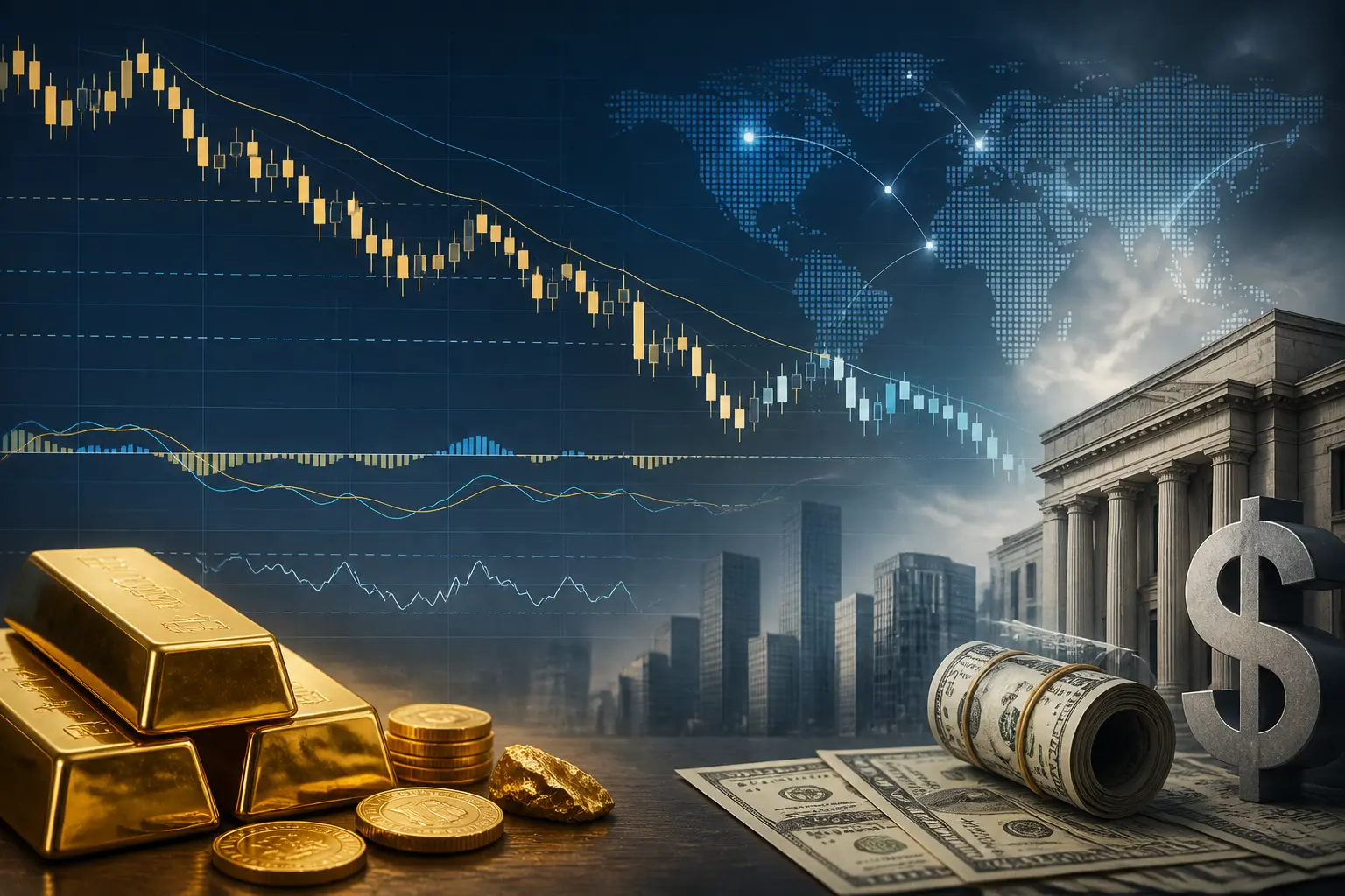 الذهب يواجه ضغوطًا قرب أدنى مستوياته في شهرين مع صعود الدولار وترقب محضر اجتماع الفيدرالي