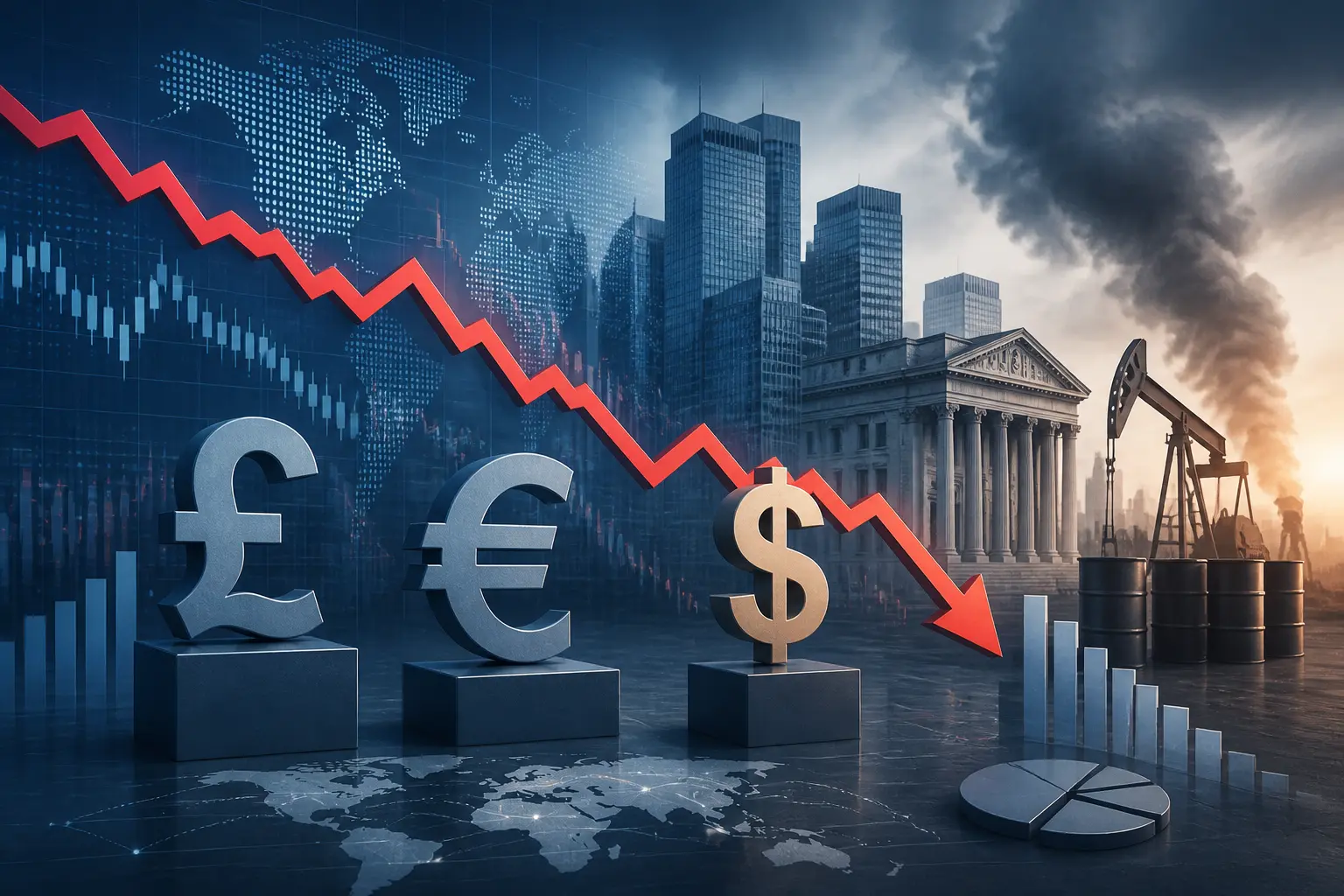 تراجع الجنيه الإسترليني واليورو أمام الدولار مع استمرار ضغوط أسعار النفط والمخاوف المالية الأوروبية