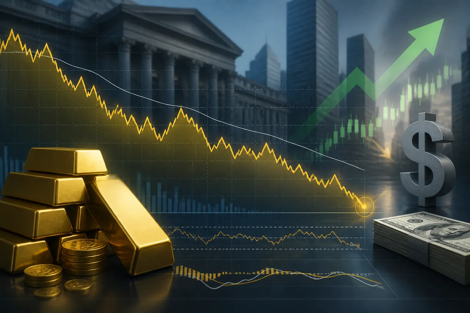 الذهب يقترب من أدنى مستوياته في شهرين عند 4104 دولار وسط صعود الدولار