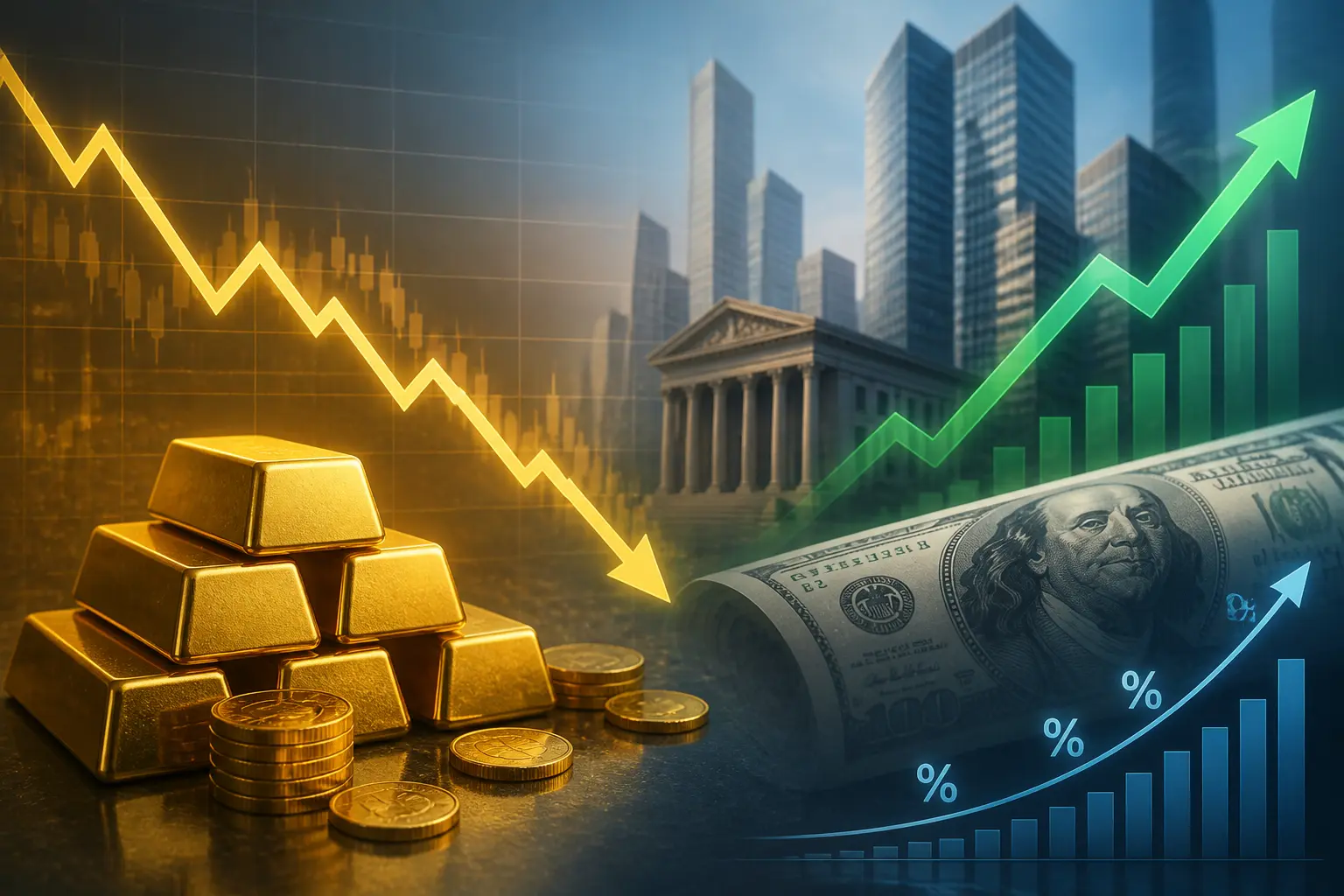 الذهب يتراجع لأدنى مستوى في شهرين مع صعود الدولار وارتفاع عوائد السندات