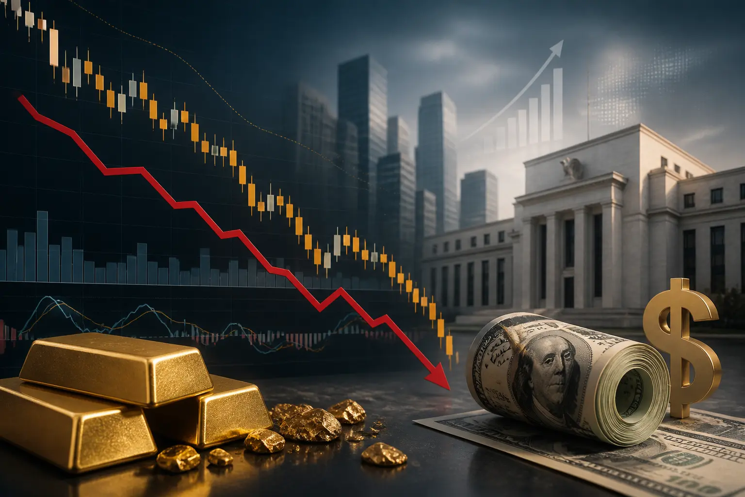 الذهب يتراجع دون 4150 دولارًا وسط تشديد الفيدرالي وقوة الدولار الأمريكي