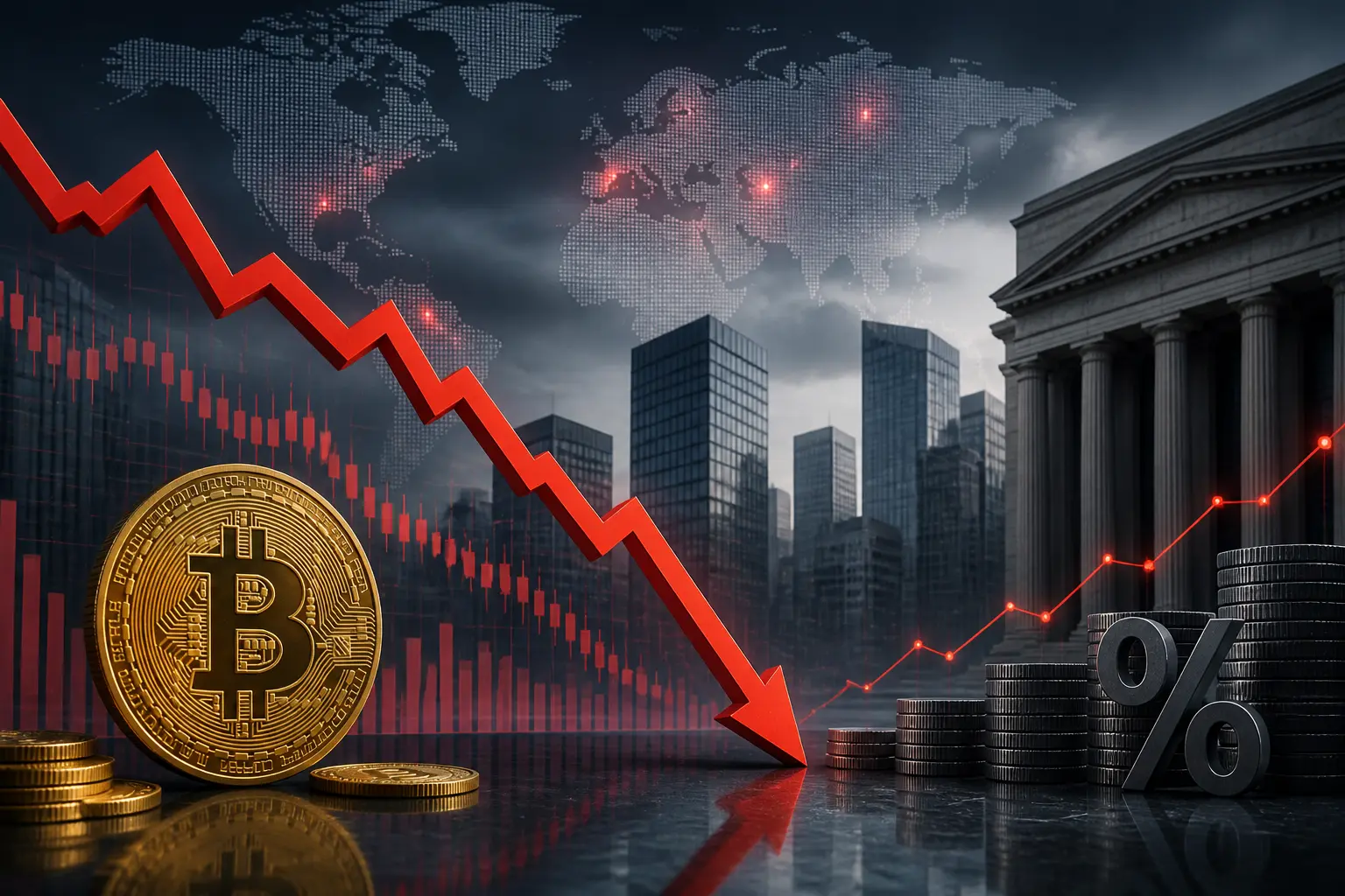 بيتكوين يتراجع دون 83,000 دولار مع تصاعد التوترات العالمية وارتفاع عوائد السندات